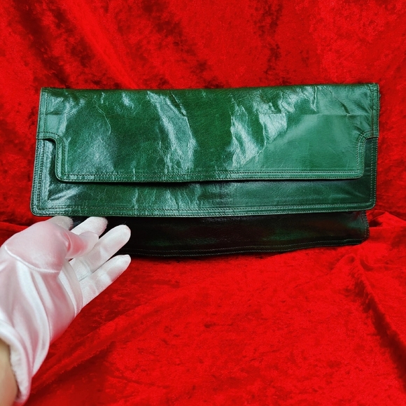 Vintage Clutch Bottega Veneta Authentic Green Leather - Picture 3 of 11